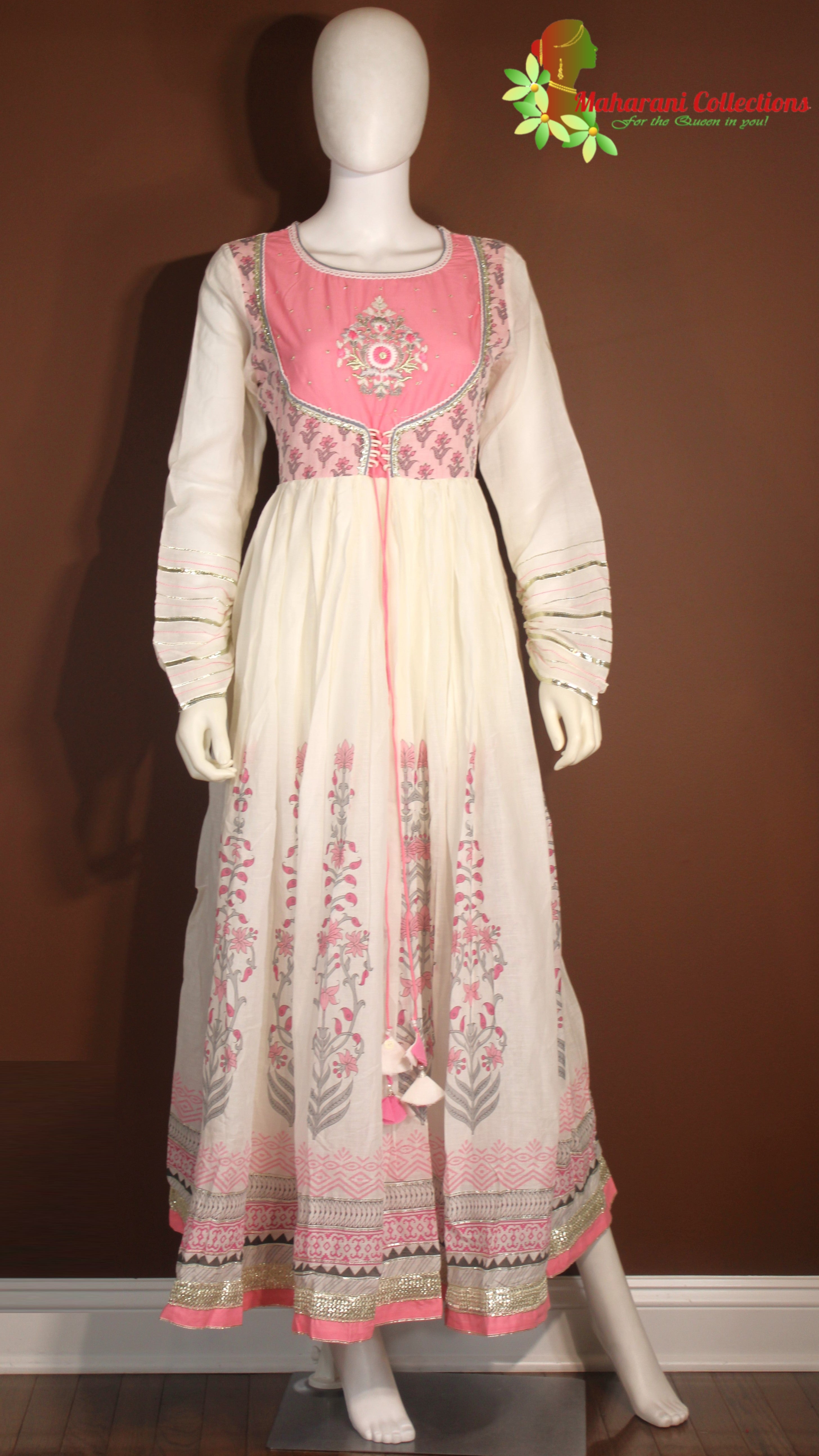 Gorgeous White Anarkali Gown With Chiffon Butti at Rs 1599 | Mumbai| ID:  25965390362